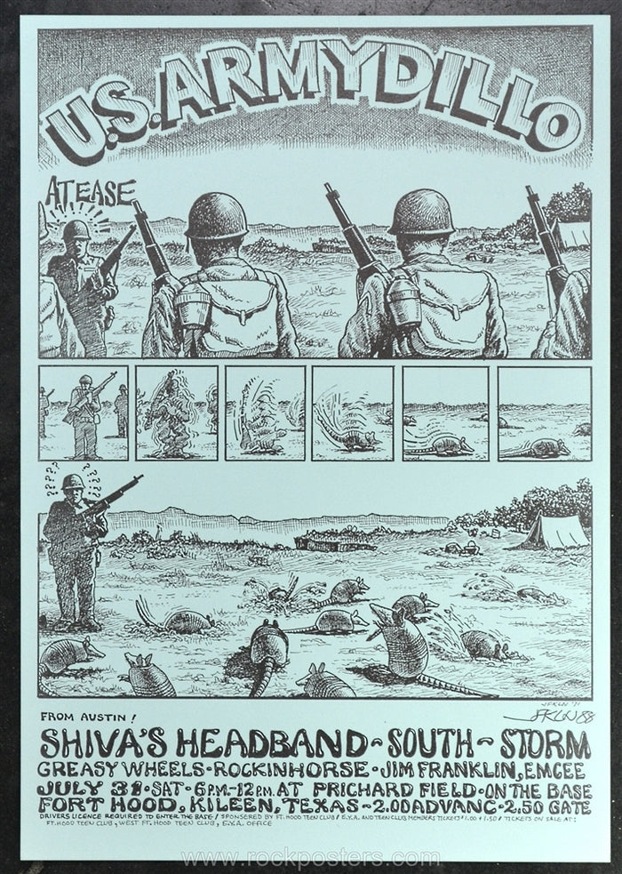 AUCTION - AOR 4.173 - Shiva's Headband - Jim Franklin Signed - 1971 Poster - Fort Hood - Near Mint