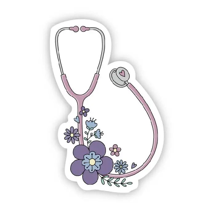 Big Moods Floral Stethoscope Vinyl Sticker