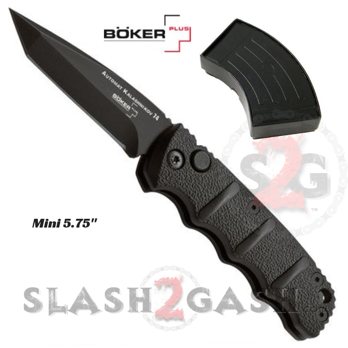 Boker Kalashnikov Mini Automatic Knife Small 73 - AUS-8 Black Tanto Plain Switchblade AK47 AK74