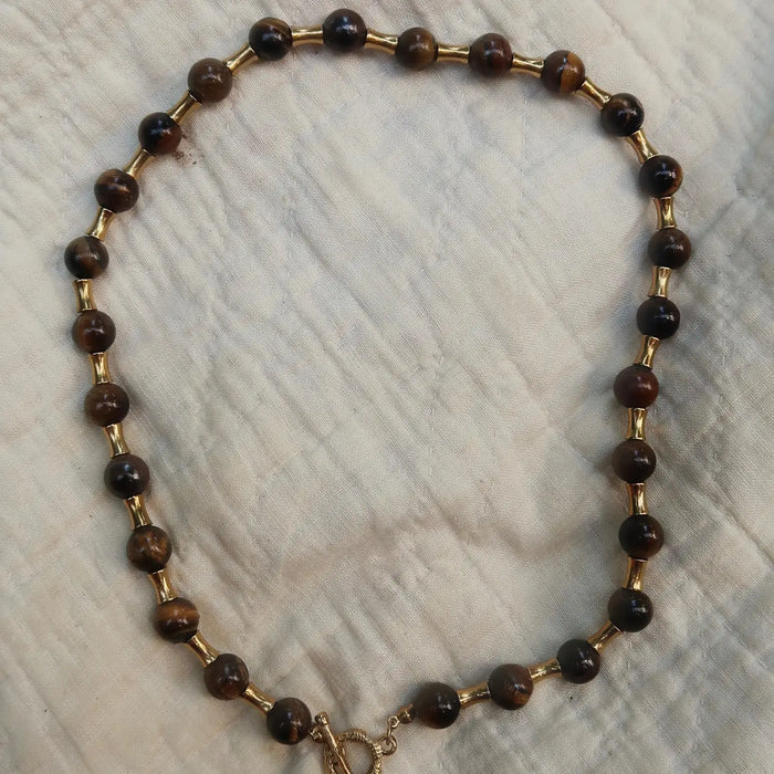 Brown Livi Beaded Necklace : Hypoallergenic and Water Resistant