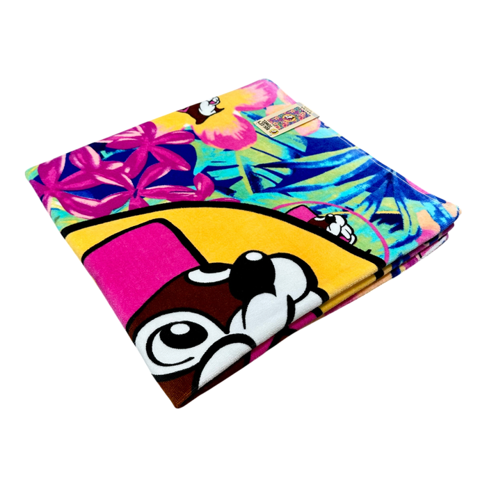 Buc-ee's 35x70 inch towel - vibrant tropical floral design