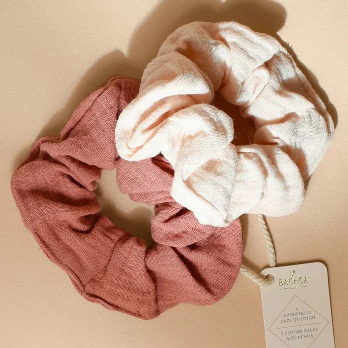 Cotton Gauze Hair Scrunchies - Pack Of 2