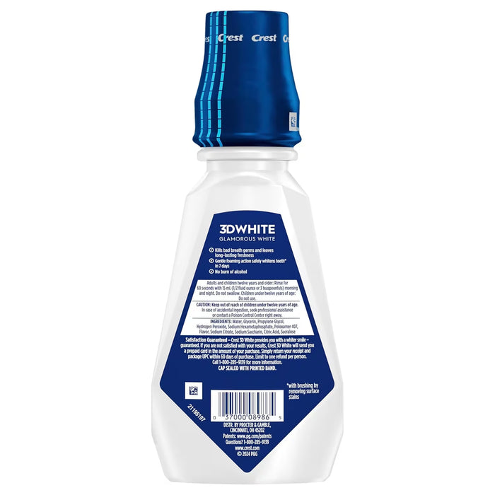 Crest 3D White Whitening Rinse Fresh Mint Mouthwash - 16 oz - 4 Pack
