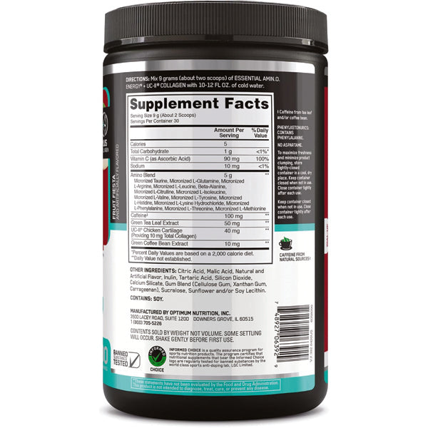 Optimum Nutrition Amin.o Energy + UC-II Collagen 30 Servings