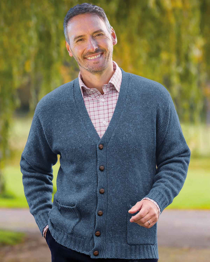 Shetland Cardigan Mens - Denim - Country Collection