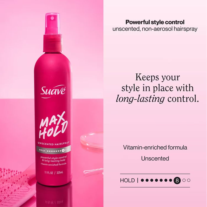 Suave Max Hold Non-Aerosol Hairspray Unscented - 11 oz - 12 Pack
