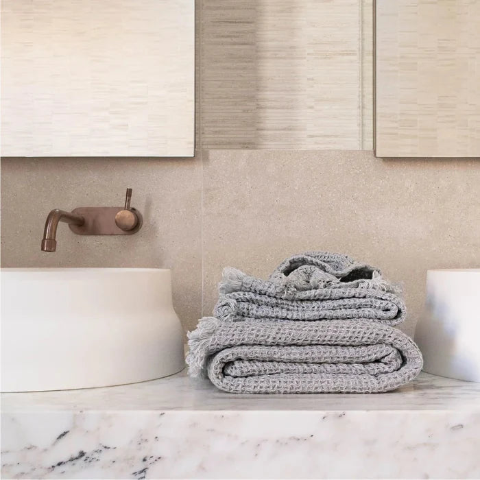 Waffle Face Towel | Fog - Suzie Anderson Home