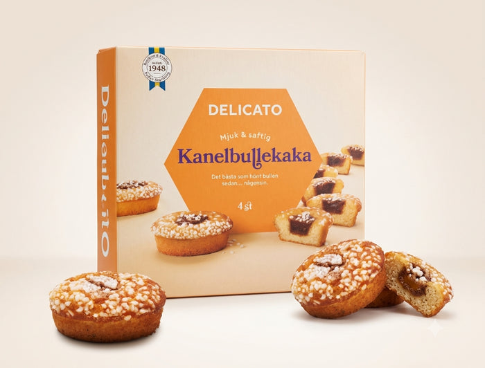 5 x Delicato Kanelbullekaka 4-Pack 200g (7.05 oz) – Swedish Cinnamon Bun Cakes