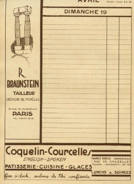 (Ad/Publicité)  Cours de Cuisine du Cordon Bleu.  [1931].