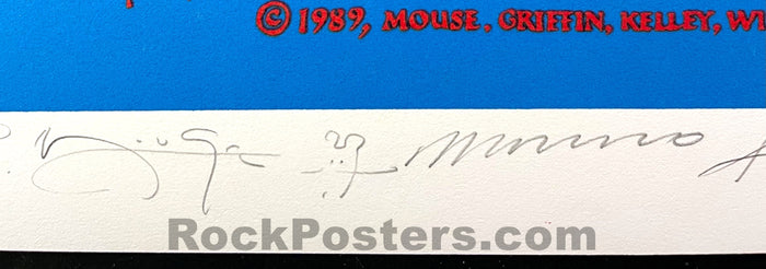 AUCTION - Artist Rights Today -  Jerry Garcia - Wilson, Kelley, Mouse, Moscoso SIGNED - 1989 Poster - Near Mint - SF Rock Posters & Collectibles
