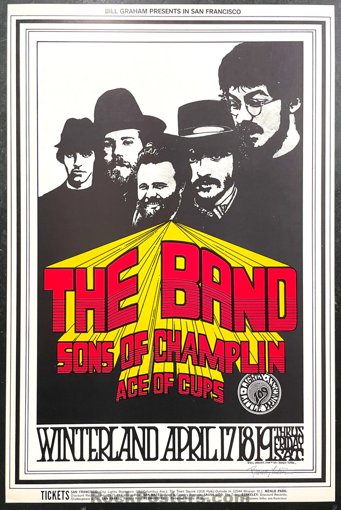 AUCTION - BG-169 - The Band - Randy Tuten Signed - 1969 Poster - Winterland - Excellent - SF Rock Posters & Collectibles