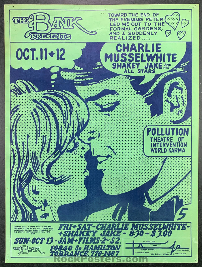 AUCTION - Charlie Musselwhite - 1968 Original Poster - The Bank - Very Good - SF Rock Posters & Collectibles