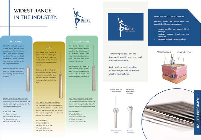 Ballet Stainless Steel Needles F2 - Box of 50