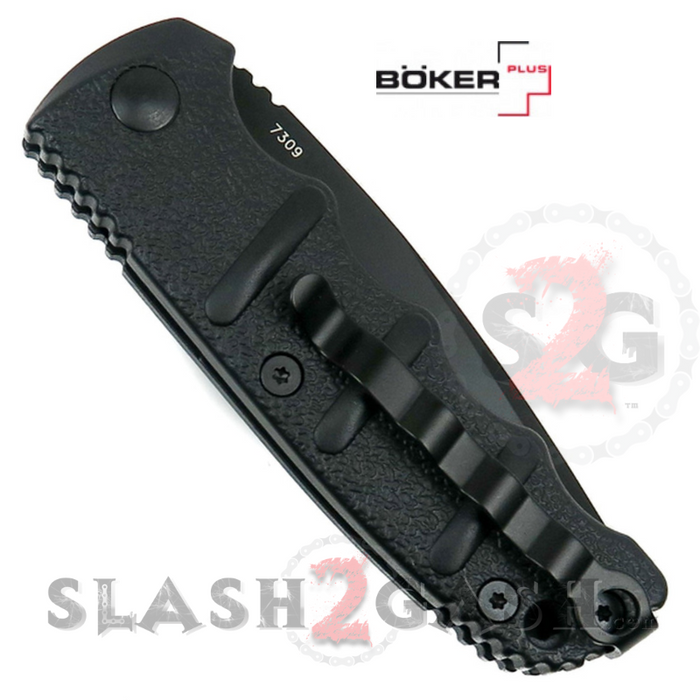 Boker Kalashnikov Mini Automatic Knife Small 73 - AUS-8 Black Tanto Serrated Switchblade AK47 AK74