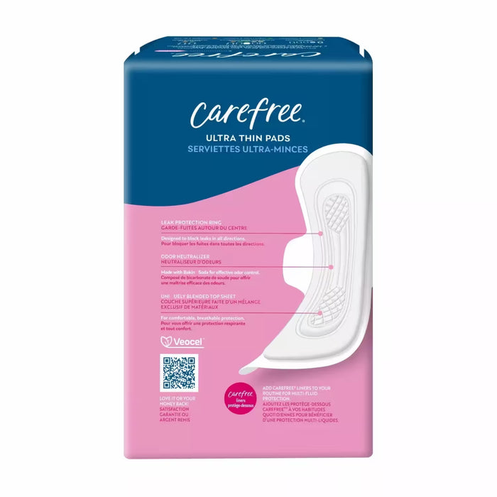 Carefree Ultra Thin Super/Long Pads with Wings – 28 Pads – 3 Pack
