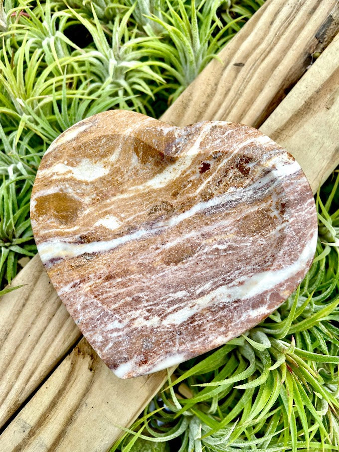 Chocolate Calcite Crystal Heart Bowl
