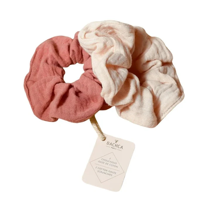 Cotton Gauze Hair Scrunchies - Pack Of 2
