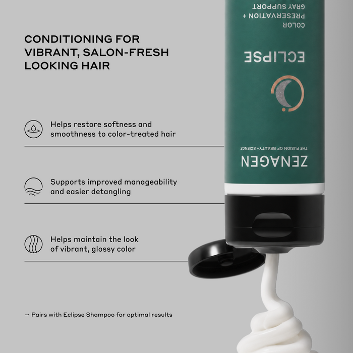Zenagen Eclipse hair care product with text on a gray background