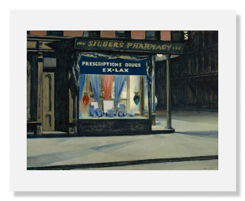 MFA Prints archival replica print of Edward Hopper, Drug Store from the Museum of Fine Arts, Boston collection.