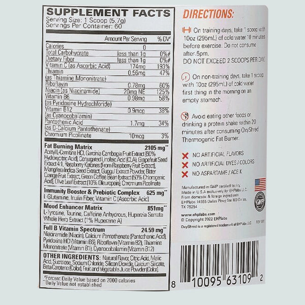 EHP Labs OxyShred Thermogenic Fat Burner 60 Servings