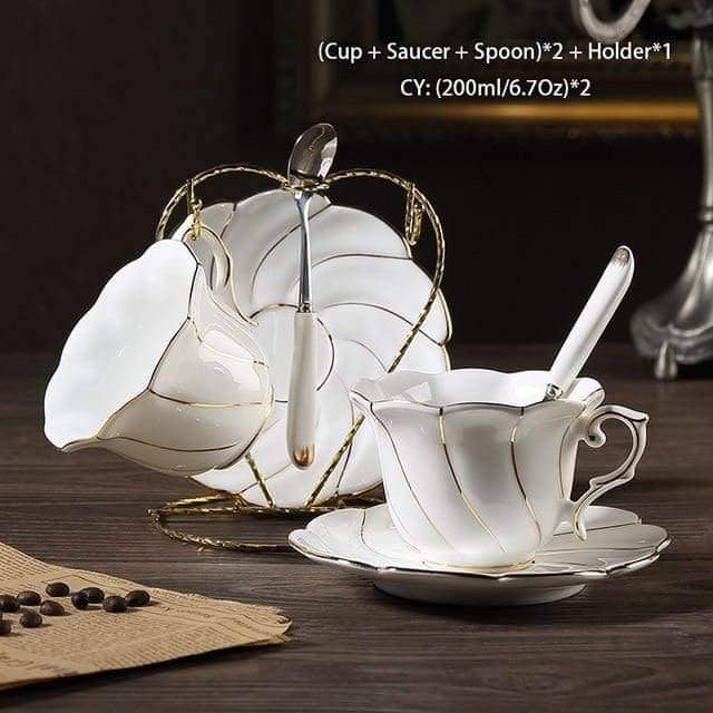Elegant Gold Inlay Tea Set: Delicate and Elegant Dining Collection