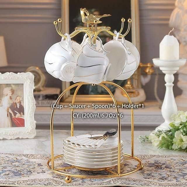Elegant Gold Inlay Tea Set: Delicate and Elegant Dining Collection