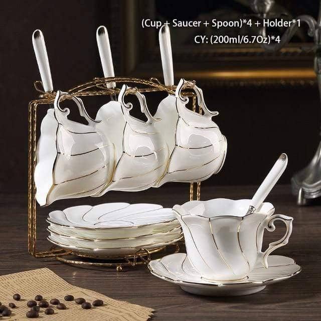 Elegant Gold Inlay Tea Set: Delicate and Elegant Dining Collection