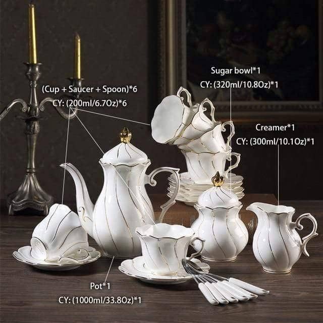Elegant Gold Inlay Tea Set: Delicate and Elegant Dining Collection