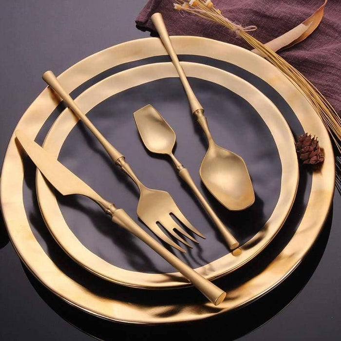Elegant Luxury Gold Dining Cutlery Set - Fork, Knife, and Spoon Flatware