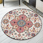Ethnic Flower Pattern Round Area Rug - Vibrant and Artistic Living Room Decor