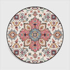 Ethnic Flower Pattern Round Area Rug - Vibrant and Artistic Living Room Decor