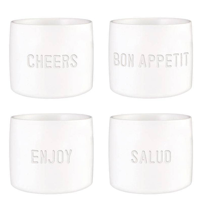 Face To Face Ceramic Napkin Rings - Bon Appetit - Set of 4
