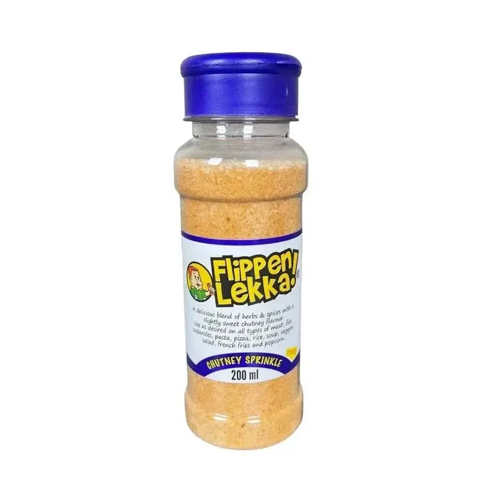 Flippen Lekka Spice Chutney Sprinkle 200ml bottle with spices and dried fruits for savory flavor