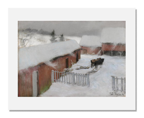 MFA Prints archival replica print of Frits Thaulow, Farmyard in the Snow from the Museum of Fine Arts, Boston collection.