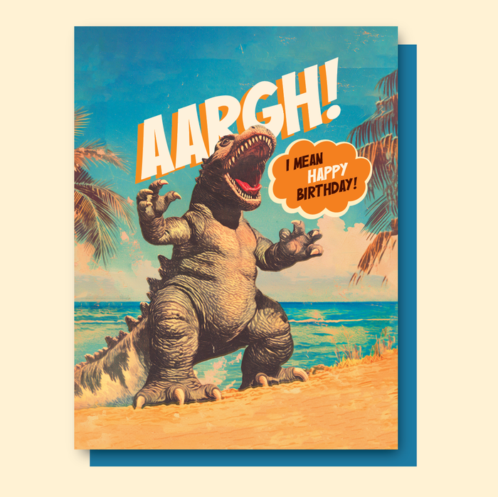 GODZILLA BEACH birthday card
