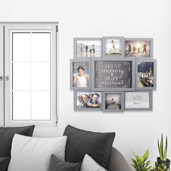 Gray 8-Opening Cherish Every Memory Collage Picture Frame Lifestyle