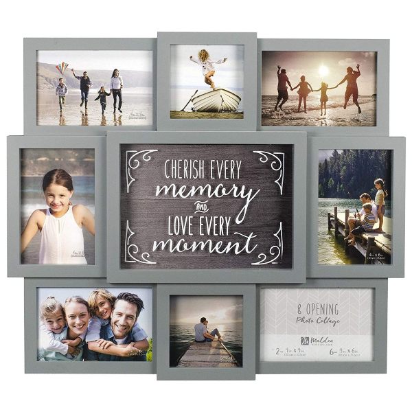Gray 8-Opening Cherish Every Memory Collage Picture Frame Front
