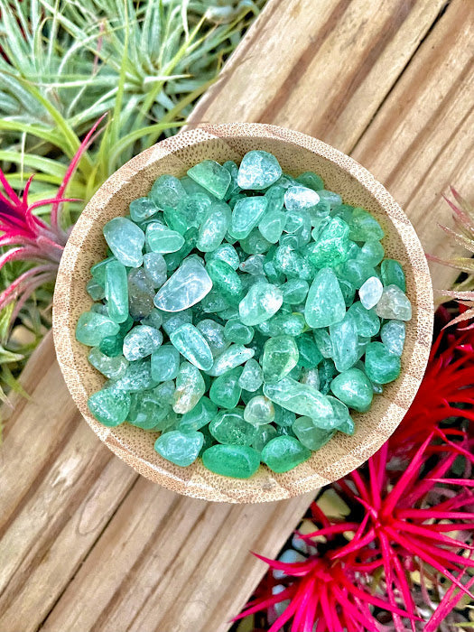 Green Strawberry Quartz Crystal Chips 1/4 cup (3oz)