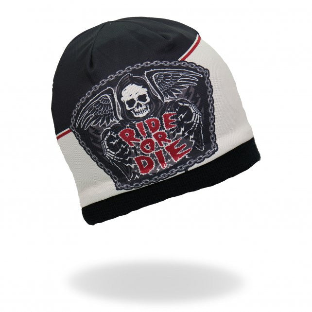 Hot Leathers Sublimated Rough Cut Ride or Die Reaper Beanie 3D Art