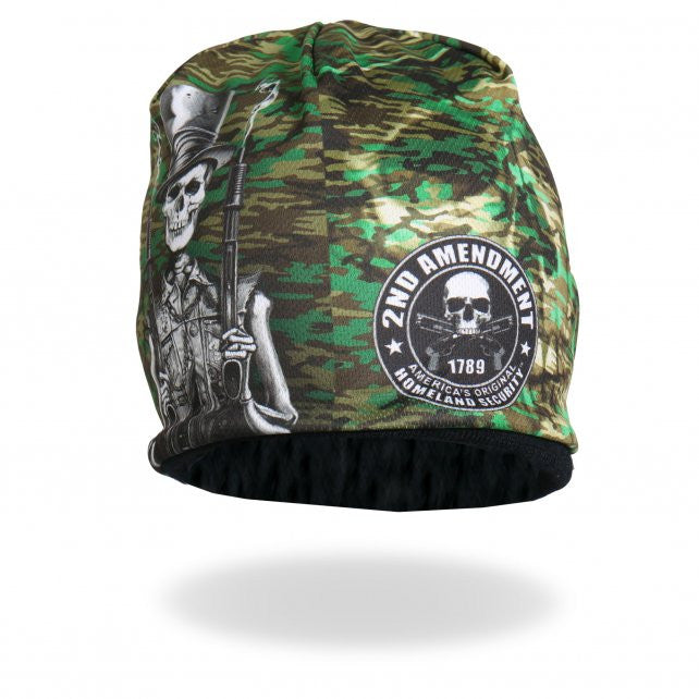 Hot Leathers Sublimated Stovepipe Shotgun Camo Skull Beanie 3D Art