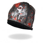 Hot Leathers Sublimated Sugar Woman w/ Roses Beanie 3D Art