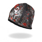 Hot Leathers Sublimated Sugar Woman w/ Roses Beanie 3D Art