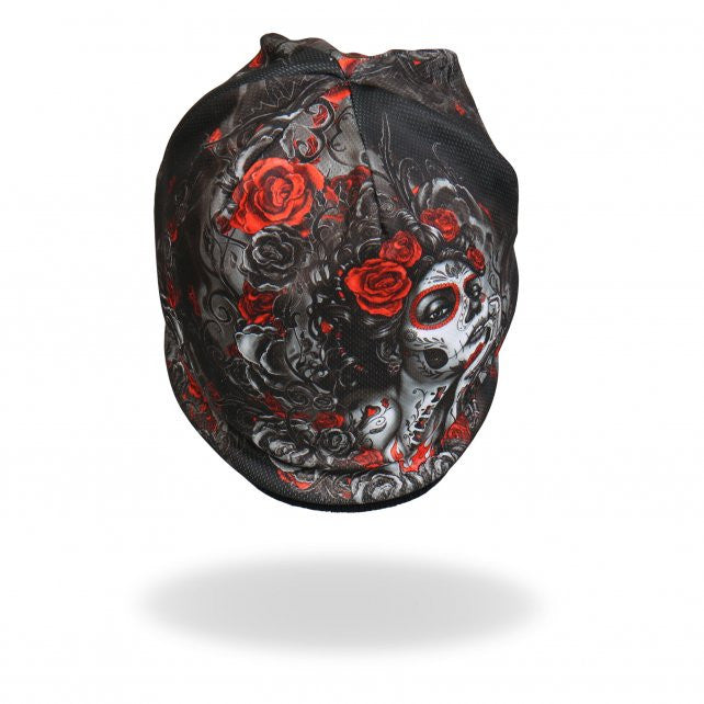 Hot Leathers Sublimated Sugar Woman w/ Roses Beanie 3D Art