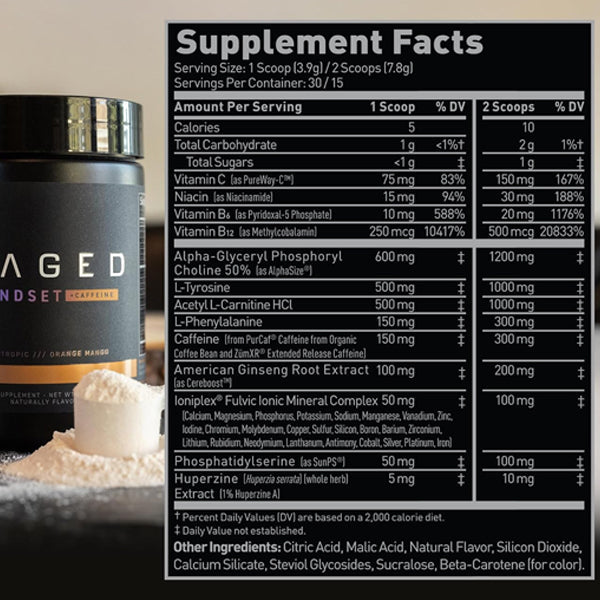 Kaged Mindset +Caffeine Nootropic 30/15 Servings