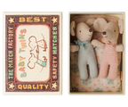 Maileg Baby Twins in Checker Print in a Matchbox