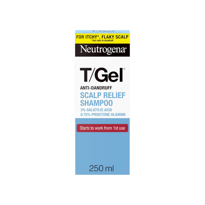 Neutrogena T/Gel Anti-Dandruff Scalp Relief Shampoo, 250ml, 3% Salicylic Acid, 0.75% Piroctone Olamine