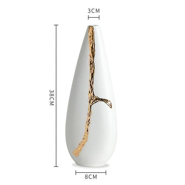 Nordic Ceramic Flower Vase - Elegant Gold Plated Decor