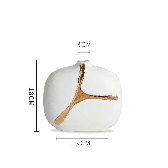 Nordic Ceramic Flower Vase - Elegant Gold Plated Decor