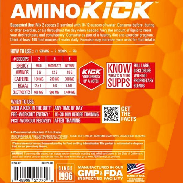 NutraBio Amino Kick 30 Servings