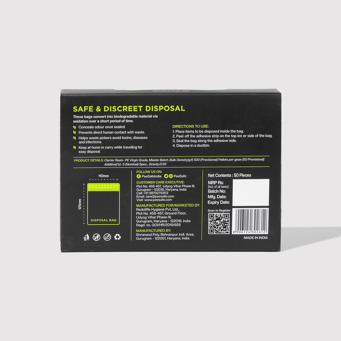 Pee Safe Oxo-Biodegradable Disposable Bags - 50 Bags (Small) *